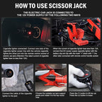 3T Portable Electric Scissor Lift Jack Kit - 4.7'' - 13.8''(12-35cm) 12V Lifting Range Electric Car Jack & Impact Wrench for Auto Sedan SUV Repair, TOOLS-00281