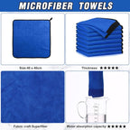 80 Pcs Blue Microfiber Towels: 16"x16" Microfiber Drying Towels Bulk Micro Fiber Car Cleaning Cloth for Cars Drying Washing Polishing Cleaning Household Supplies