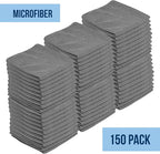 Microfiber Cleaning Cloth 11.5" x 11.5" 150 Pack - Edgeless Microfiber Towels for Cars, Cleaning Rags, Lint Free Car Microfiber Towel, Reusable Cleaning Cloths for House, Garage (Grey)