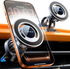for MagSafe Car Mount [Strong Magnets] Magnetic Phone Holder for Car Hands Free Cell Phone Mount Cradle Vent & Dashboard Car Accessories for Women Men fit iPhone 17 16 15 14 13 12, Black | 2-in-1 Vent & Dashboard Car Phone Mount 22*N55 Strong Mag...