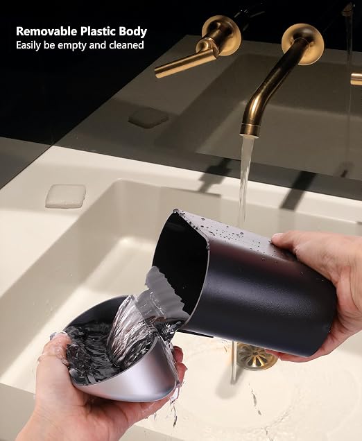 Mini Car Trash Can with Lid, Small Car Garbage Can, Cute Leakproof ABS Car Trash Bin, Car Accessories for Interior, Garbage Bin for Car, Home, Office with 60pcs Trash Bags Black/Silver