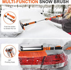 Extendable Snow Brush for Car, Ice Scrapers for Car Windshield Combo Kit with 270° Pivoting Head, 6-in-1 Snow Removal Tool with Snow Shovel Snow Scraper for Car, Truck, SUV, Winter Car Kit