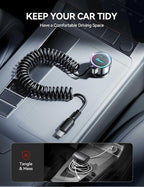 USB C 90W Car Charger for iPhone 17/16 Pro Max, PD & QC3.0 w/5 ft 45W Type Coiled Cable, Fast Car Phone Charger Adapter for iPhone 17Air/15 Pro, Samsung Galaxy S26/S25/S24, Pixel 10/LG/Android, iPad