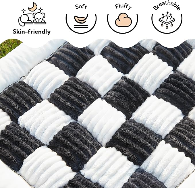 Backseat Pet Bed Mat,Dog Bed for Car,Fuzzy Dog Seat Cover for Car Back Seat, Non-Slip Travel Pet Mat, Fit for Backseat Extenders and Seat Covers (White and Black)