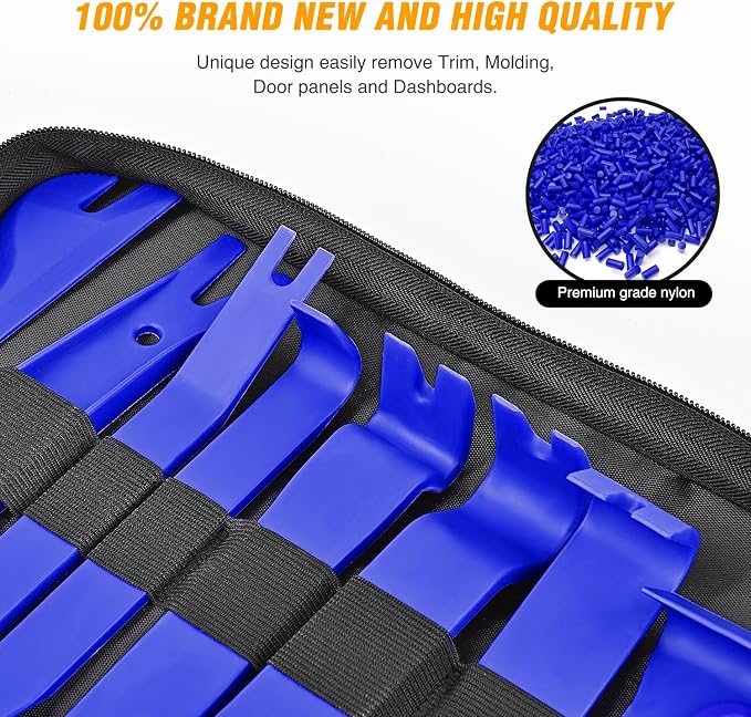 330Pcs Trim Removal Tool, Auto Push Pin Bumper Retainer Clip Set Fastener Terminal Remover Tool Adhesive Cable Clips Pry Kit Car Panel Radio Removal Auto Clip Pliers, Blue