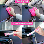 Car Detailing Kit, Interior Exterior Cleaning Set for Vehicles | Soft Microfiber, Lint-Free, Scratch-Proof, 17 Pcs Complete Set, Pink Styling, Perfect Women Gift, Portable Bag