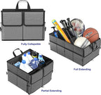 Foldable Car Trunk Organizer for SUV, 3-Compartment, Dark Gray | with Removable Divider, Side Pockets and Securing Straps