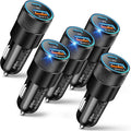 USB C Car Charger, 5 Pack 38W Dual Ports USB-C & USB-A Cigarette Lighter Adapter Fast Charging Car Phone Charger for iPhone 17 Pro Max 16 16e 15 14, Samsung S24, Pixel Cargador para Carro Phone Plug