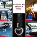 Bling Car Accessories Bling Heart Handle Ring Car Accessory for Women Heart Hand Strap Drift Charm Rear Bumper Warning Ring Decor for auto Bus Interior Exterior Decoration (White,Heart Style)