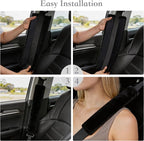 2-Pack Soft Furry Universal Seatbelt Cover – Shoulder Pad for Car Truck SUV Airplane Bus – Relieves Neck & Shoulder Pressure – Fits Backpack, Camera Bag, Laptop Bag Straps (10.5 Inch, Black)