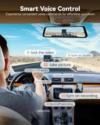 G850 PRO 4K Mirror Dash Cam with ADAS and BSD, Smart Rear View Mirror with 5.8GHz WiFi, Voice Control, 12 inches Camera Includes 64GB Card, GPS, G-Sensor, Loop Recording