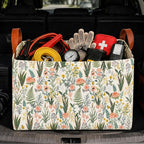 Flower Car Trunk Organizer, 20L Collapsible Auto Storage Basket with Handles, Waterproof Reusable Shopping Grocery Bags for SUV, Truck,Flower Cars Boot Organizer Gifts for Women Men Drivers