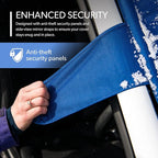 Plus | Winter Windshield Cover for Ice and Snow, Standard Size (Indigo) - Built-in Security Panels, Wiper Blade Coverage + Mirror Covers - Fits Standard Size Cars, 59 x 41 Inches