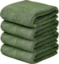 Pack of 4 Bath Towels, 30"x60", Large Microfiber Towel Set, Ultra Soft, Super Absorbent, Fast Drying, Perfect for Sauna, Shower, Pool, Sport, Travel, Fitness, SPA,Yoga, Coral Fleece-Olive-Green