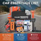 Jump Starter with Air Compressor, Roadside Emergency Car Kit with 12V Portable Battery Jump Starter & Tire Inflator for Cars, Trucks, SUVs-Car Emergency Kit for Women, Men, Teen