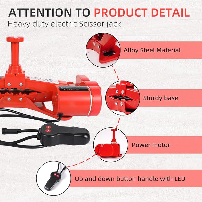 Premium 10 in 1 Electric Scissor Jack Enhanced Safety 3 Ton Car Jack Kit Automatic 12V Tire Repair Kit for Sedans SUV Tire Replacement