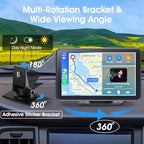 Wireless CarPlay & Android Auto Car Stereo - 7" HD Portable Touchscreen with Bluetooth 5.2, GPS Navigation, Mirror Link, 1080P Backup Camera, AUX & FM Transmitter - Plug & Play Receiver for Vehicles