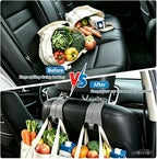 CHOSMOYI Leather Car Purse Hook for Headrest, 2 Pack Seat Back Organizer for Handbags, Groceries & Essentials, Heavy Duty Car Accessories (Grey)