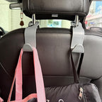4-Pack 360° Rotating Car Seat Headrest Hook 4 Pack Hanger Universal Vehicle Car Storage Organizer for Handbag Purse Coat with Clip Gray
