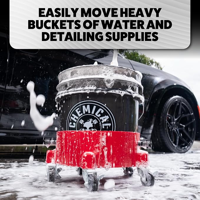Creeper Rolling Bucket Dolly - Heavy Duty Mobile Dolly Cart for Car Wash, Detailing, and Garage Use, 5 Caster Wheels with 360° Rotation, Fits Standard 3.5 to 7.5 Gallon Buckets