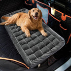 Dog Bed for Car Back Seat Soft Plush Backseat Pet Bed Mat Non-Slip Travel Pet Mat, Fuzzy Plaid Dog Seat Cover, Fit for Backseat Extenders and Trucks SUVs (Glossy-Dark Gray, 54" x 24.8")
