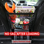 Car Organizer Between Front Seats, Purse Holder, Dog Barrier, Mesh Net Bag | Car Accessories, 3 Layers Net 2 Pockets Storage Bag, Purse Handbag Holder, Backseat Kid Pet Barrier, Black, Patented