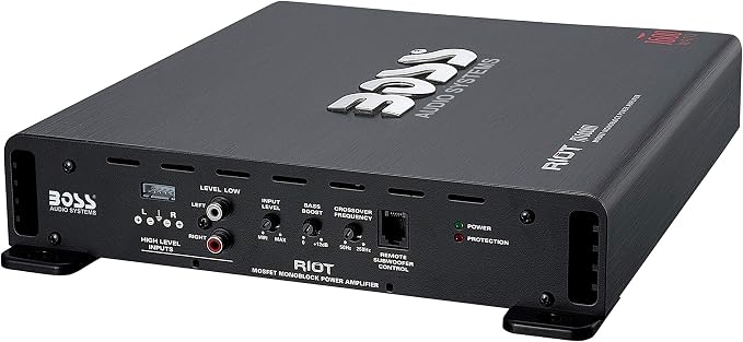 R1600M Monoblock Car Amplifier – 1600 W High Output, Low/High Level Inputs, Low Pass Crossover, Hook Up to Subwoofer for Bass
