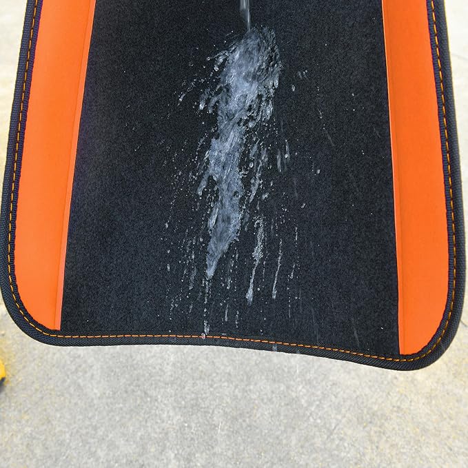 Waterproof Universal Fit Car Floor Mats, Faux Leather Car Carpet Mats,Car Mats with Anti-Slip Nibbs Backing & Driver Heel Pad Fit for SUV,Vans,sedans, Trucks,Set of 4pcs (Orange)