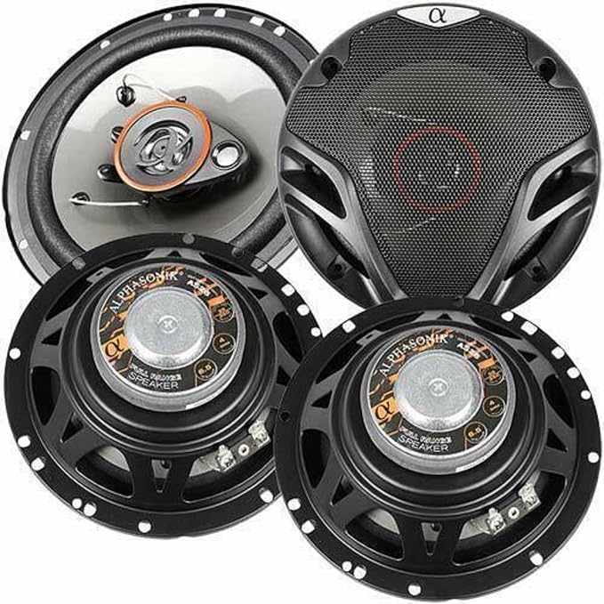 AS265P Loudspeakers 2 Pairs of 6.5" 350W Max 3-Way Speakers 4 Ohms Premium Quality Audio Door Speakers for Car or Truck Stereo Sound System