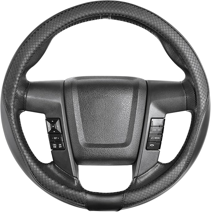 Steering Wheel Cover 15.5-16 inch (39.5-41 cm) Large Size, Microfiber Leather, Non-Slip Comfortable Grip, Fits Cars Trucks SUVs F-150 Tundra Range Rover, Black