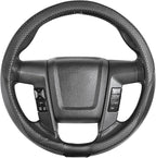Steering Wheel Cover 15.5-16 inch (39.5-41 cm) Large Size, Microfiber Leather, Non-Slip Comfortable Grip, Fits Cars Trucks SUVs F-150 Tundra Range Rover, Black