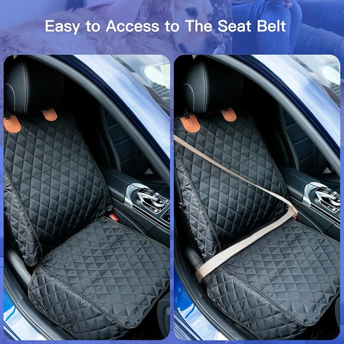 Front Seat Cover 2 Pack, Full Protection Dog Car Seat Cover with Side Flaps, Nonslip Scratchproof Captain Chair Seat Cover Fits for Cars, Trucks, SUVs, Jeep, Black