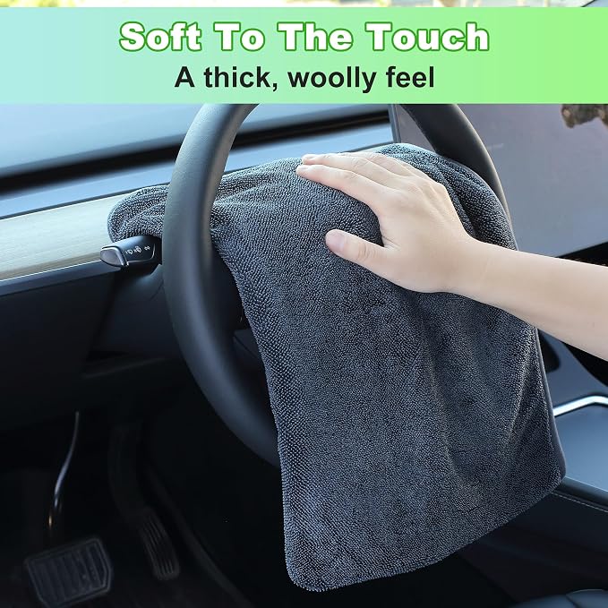 Microfiber Towels for Cars, 35.4" x 23.6" Car Drying Towel, Dark Gray Reusable Car Towel, Quick Drying Car Microfiber Cleaning Cloth for RVs, SUVs, Trucks