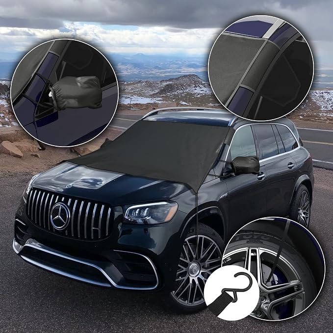 Custom-fit Snow Cover Compatible with 2008-2016 Chrysler Town & Country Minivan, Windshield Cover Comes with Rear Mirror Cover