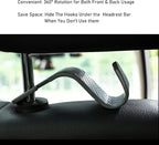 Car Seat Headrest Hook Universal Vehicle Seat Hook Hangers Interior Storage Organizer for Purse Handbag Coats Umbrellas Grocery Bags 4 Pack Grey