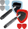 10 Pcs Windshield Cleaning Tool Car Window Cleaner with 2 Detachable Handle, 6 Reusable Cloth Pads and 2 Pieces Spray Bottles Windshield Cleaner Tool for Car Interior(Red Gray Blue)