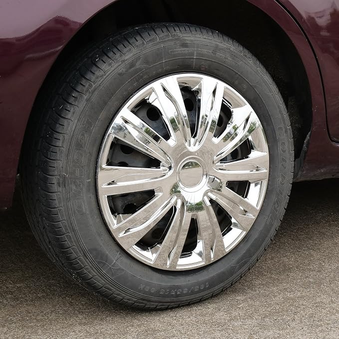 4-Pack 16 Inches Wheel Rim Cover Hubcaps,Redesign Fashion Style Replacement Hubcaps,Car Truck SUV Hub Accessories, Chrome