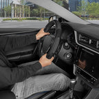 GripDrive Carbon Fiber Steering Wheel Cover, Non-Slip Sporty Racing Faux Leather Ergonomic Comfortable Handle, Steering Wheel Cover for Cars Trucks Vans SUV - Fits Standard 15 Inch - Black
