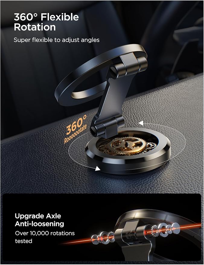 Fits MagSafe Car Mount, [All-Metal] Magnetic Phone Holder for Car with Strong Magnets, 360° Adjustable iPhone Car Mount, Car Accessories for Women Men, for iPhone 17 Pro Max 16 15 14 13 12