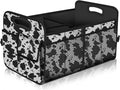 Femuar Car Trunk Organizer,Car Storage Organizer with 72L Large Capacity Waterproof Collapsible and 11 Pockets,Trunk Organizer for Car Suv/Jeep/Sedan, Large Size, Cow print