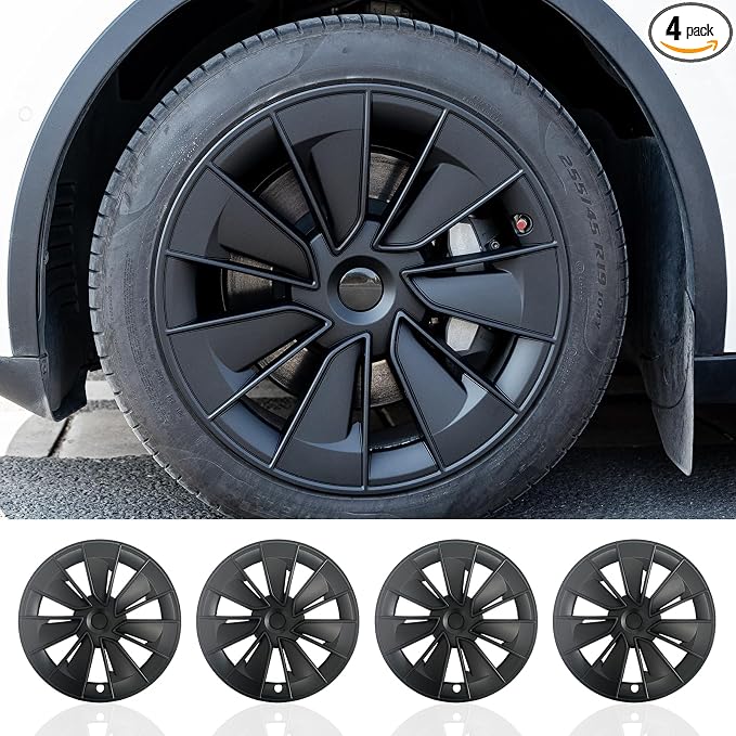 Wheel Cover for Tesla Model Y(2020-2024) 4PCS Hubcaps for Tesla Wheel Cover Model Y 19inch Knife Rim Full Cover Hubcaps Accessories (Knife Style, 19 inch)