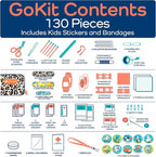 Keep Going Travel First Aid Kit for Kids – 130 Pc.for Purse, Diaper Bag, Backpack, & Suitcase, with Latex-Free Bandages – 7 x 5 x 2 in. Travel First Aid Kit TSA-Approved