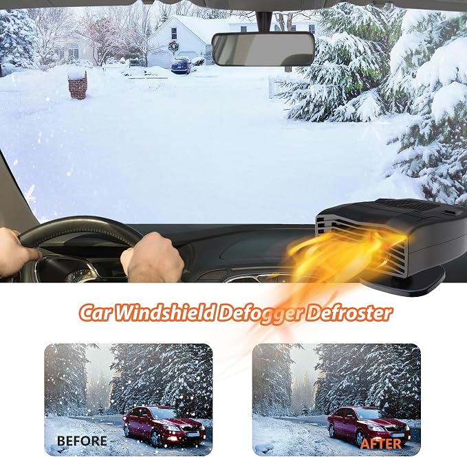 NEW Car Heater,Portable 12V Car Heaters & Defroster,Fast Heating & Cooling Fan,Plug In Car Heater for Windshield Defogger with 360° Rotary Car Heaters for Vehicle,Car,RV,SUV(WW-CH-01)