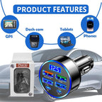 6 Port Fast USB Car Charger (PD+QC3.0),Cigarette Lighter USB Charger with LED Digital Display,Universal Car Charger Adapter Car Accessories Interior for Most 12V/24V Vehicles
