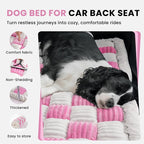 Backseat Dog Bed Mat, Non-Slip Dog Bed for Car Back Seat, Soft & Cozy Dogs Blanket, Washable Travel Pet Mat Seat Protector for Cars, SUVs, Trucks (Pink/White, 51.1" L x 23.6" W x 1.5" Th)