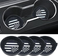 Car Cup Coaster Universal Non-Slip Silicone Cup Holder Insert Car Interior Accessories for Drink American Flag US Flag 4 Pack Black