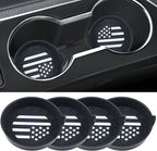 Car Cup Coaster Universal Non-Slip Silicone Cup Holder Insert Car Interior Accessories for Drink American Flag US Flag 4 Pack Black