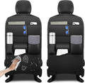Back Seat Protector 2 Pack Fit for Honda Odyssey Car Kick Mats with Cup & Tissue Storage Organizer Pockets Waterproof Dirt Proof Faux Leather Auto Accessories for Kids(1 Pair Black)
