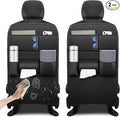 Back Seat Protector 2 Pack Fit for Jeep Grand Cherokee Car Kick Mats with Cup & Tissue Storage Organizer Pockets Waterproof Dirt Proof Faux Leather Auto Accessories for Kids(1 Pair Black)