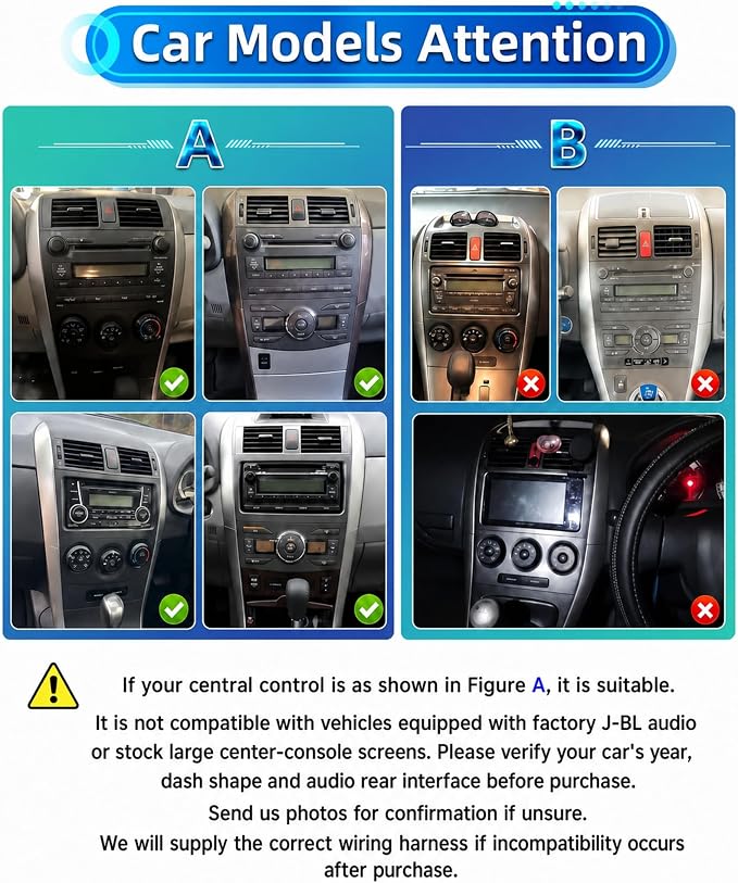[8 CORE 4G+64G] for Toyota Corolla 2009-2013 Car Radio with Wireless Carplay/Android Auto, 9 Inch Android 15 IPS Touch Screen Car Stereo, Bluetooth, GPS Navi, 5G WiFi, SWC, DSP + Backup Camera